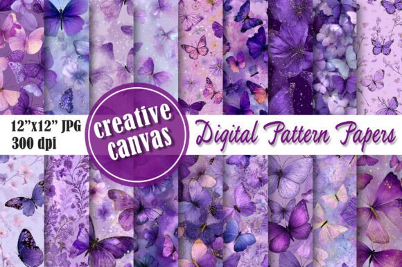 Download Purple Butterfly Seamless Pattern Bundle - Premium Resources